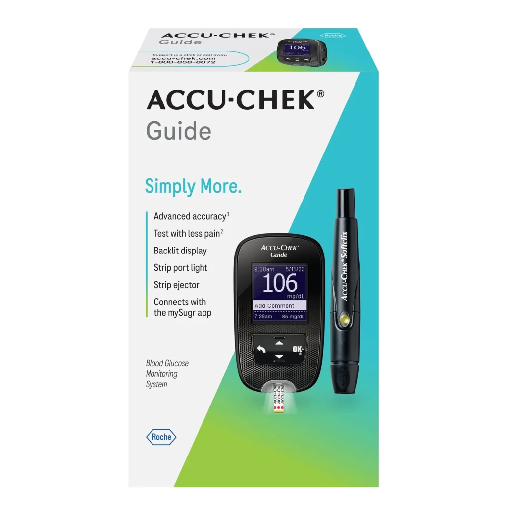 Accu-Chek Guide Glucose Monitor Kit for Diabetic Blood Sugar Testing: Guide Meter, Softclix Lancing Device, and 10 Softclix Lancets