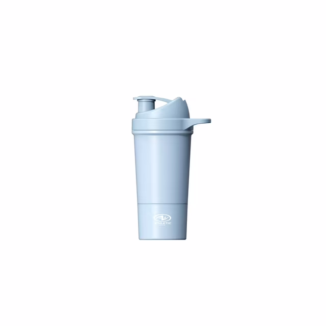 Athletic Works 24oz Stainless Steel Blue Protein Drink Shaker Bottle with Powder Compartment