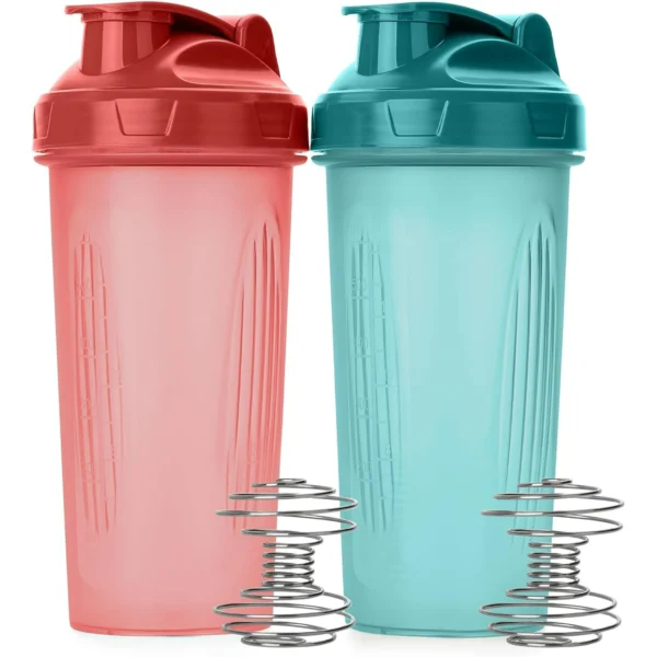Mr. Pen- Shaker Bottles for Protein Mixes, 28 oz, 2 Pack, Blue & Red, Protein Shaker Bottle with Wire Whisk Ball, Shaker Cup