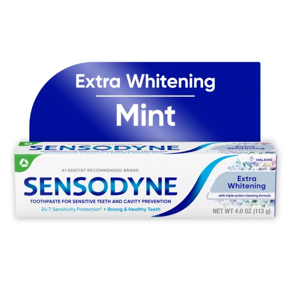 Sensodyne Extra Whitening Sensitive Toothpaste, Mint, 4 Oz, for Adults